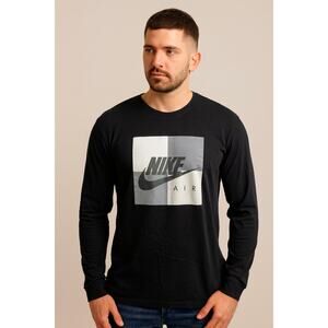 The Nike tee spell out logo graphic black white long sleeve t shirt NWOT y2k L